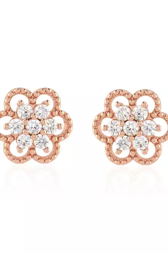 Brass gold plated floral design moissanite earrings for women girls