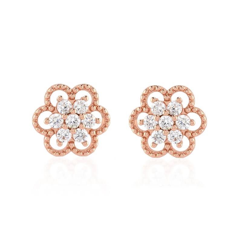 Brass gold plated floral design moissanite earrings for women girls