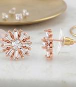 Brass pink rose gold plated moissanite imitation diamond stud earrings for women