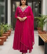 Women Ethnic Motifs Printed Panelled Kurta with Trousers & With Dupatta