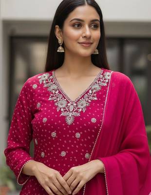 Women Ethnic Motifs Printed Panelled Kurta with Trousers & With Dupatta 2