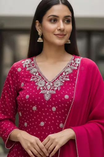 Women Ethnic Motifs Printed Panelled Kurta with Trousers & With Dupatta