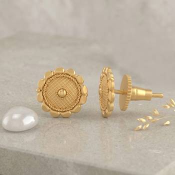 Brass micron gold plated stud earrings for women traditional jewellery 1