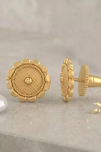 Brass micron gold plated stud earrings for women traditional jewellery