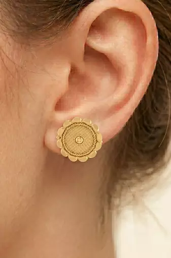 Brass micron gold plated stud earrings for women traditional jewellery