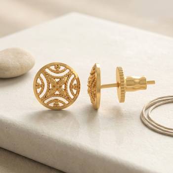 Brass gold plated handmade traditional stud earrings for women 1