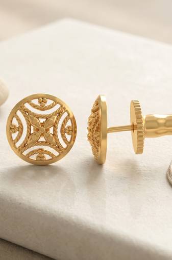 Brass gold plated handmade traditional stud earrings for women