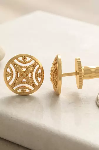 Brass gold plated handmade traditional stud earrings for women