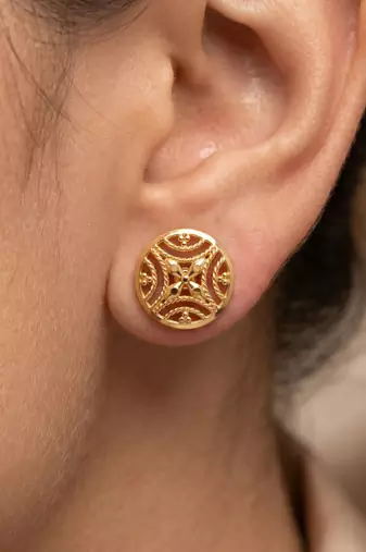 Brass gold plated handmade traditional stud earrings for women