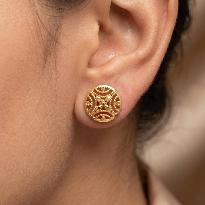 Brass gold plated handmade traditional stud earrings for women