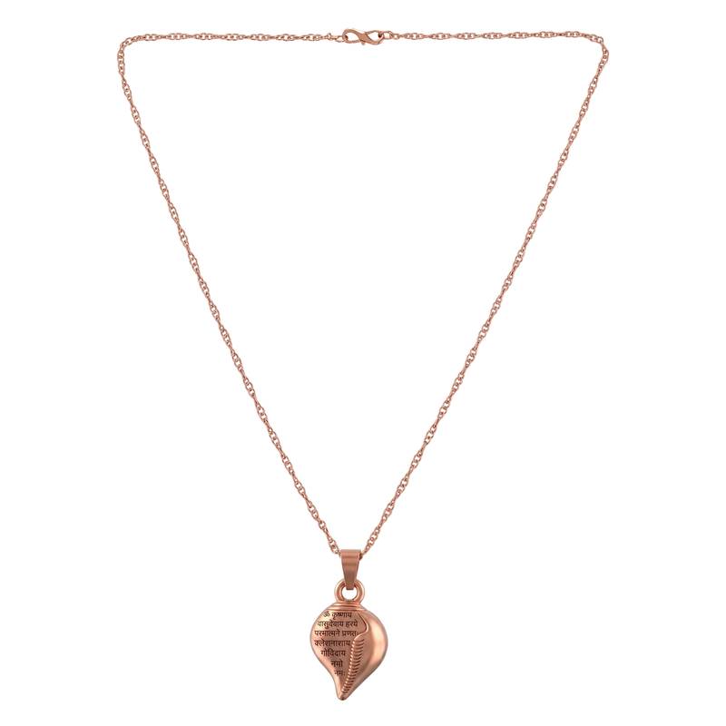 Pure copper shankh shaped krishna mantra hindu spiritual pendant for men women
