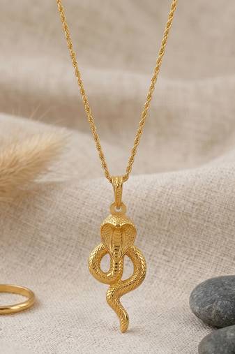 Brass micron gold snake cobra pendant for kal sarp yog shani dosh remedy vedic jewellery
