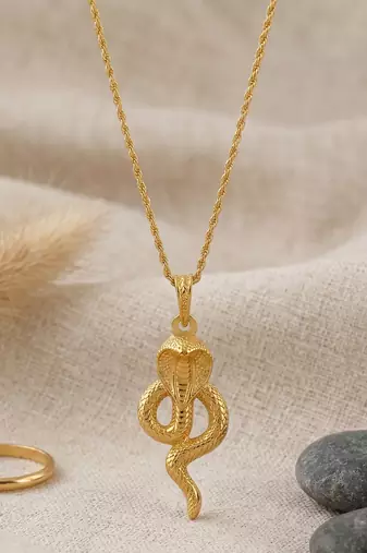Brass micron gold snake cobra pendant for kal sarp yog shani dosh remedy vedic jewellery