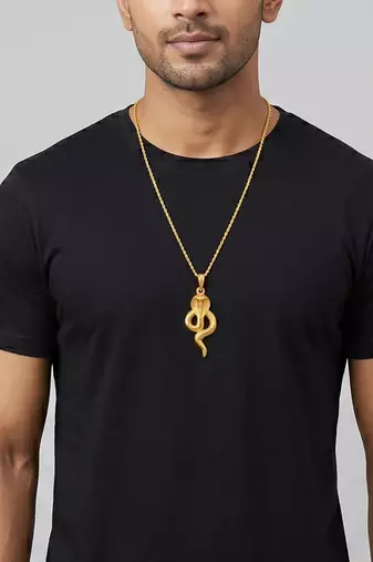 Brass micron gold snake cobra pendant for kal sarp yog shani dosh remedy vedic jewellery