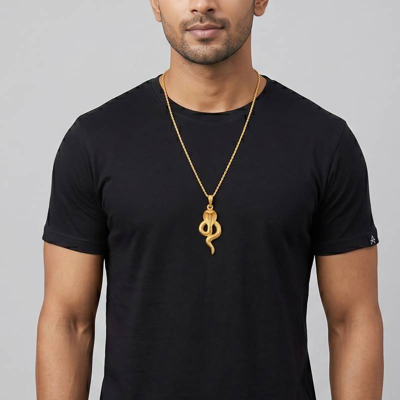 Brass micron gold snake cobra pendant for kal sarp yog shani dosh remedy vedic jewellery