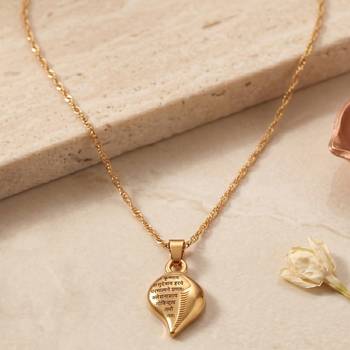 Brass micron gold conch-shankh shaped krishna pendant 2