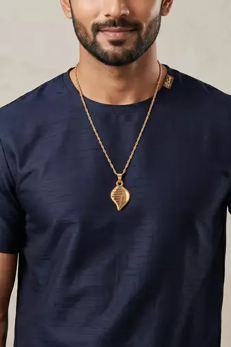 Brass micron gold conch-shankh shaped krishna pendant