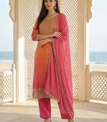 Women Ombre Printed Kurta with Trousers & With Dupatta