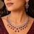 ruby pink pear cut bridal necklace and earrings set, silver plated teardrop gemstone jewellery