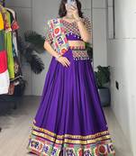 purple rayon cotton party wear embroidery navaratri chaniya choli - free size