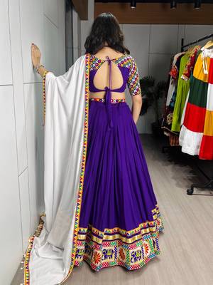 purple rayon cotton party wear embroidery navaratri chaniya choli - free size 5