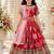 Fuax georgette digital print with embroidered sequence work kids gown
