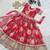 Fuax georgette digital print with embroidered sequence work kids gown