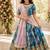 Fuax georgette digital print with embroidered sequence work kids gown