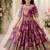 Fuax georgette digital print with embroidered sequence work kids gown