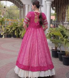 Off White Kora Cotton Chaniya Choli For Navratri Set With Kutchi Patchwork Pink Bandhani Kurti 