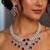 ruby red cz bridal necklace set, emerald cut choker, silver plated wedding jewellery