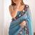 Sky Blue Color Multi Thread Embroidery Design Faux Georgette Saree