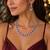 silver‘tone pink stone wedding jewellery set necklace and earrings, bridal, party, formal