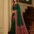 Green soft banarasi silk saree with zari weaving meenakari design