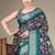 blue color digital printed work cotton blend saree