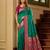 Sea green soft banarasi silk saree with zari weaving meenakari design