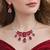 ruby red crystal statement necklace earring set  teardrop emerald bridal jewellery