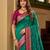Sea green soft banarasi silk saree with zari weaving meenakari design