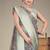 olive color digital printed work cotton blend saree