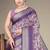 purple color digital printed work cotton blend saree