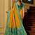 Yellow soft banarasi silk saree with zari weaving meenakari design