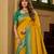 Yellow soft banarasi silk saree with zari weaving meenakari design