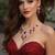 red crystal statement jewellery set, ruby chandelier earrings necklace, silver wedding bridal