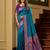 Teal soft banarasi silk saree with zari weaving meenakari design