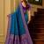 Teal soft banarasi silk saree with zari weaving meenakari design