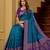 Teal soft banarasi silk saree with zari weaving meenakari design