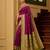 Wine soft banarasi silk saree with zari weaving meenakari design