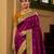 Wine soft banarasi silk saree with zari weaving meenakari design