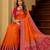Orange soft banarasi silk saree with zari weaving meenakari design