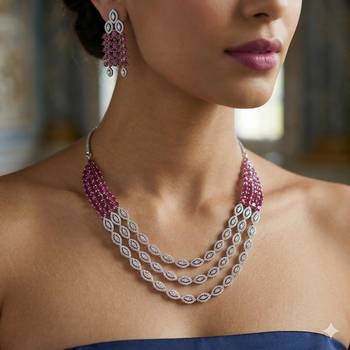 ruby red marquise crystal choker necklace set with chandelier earrings â€“ bridal jewellery 1